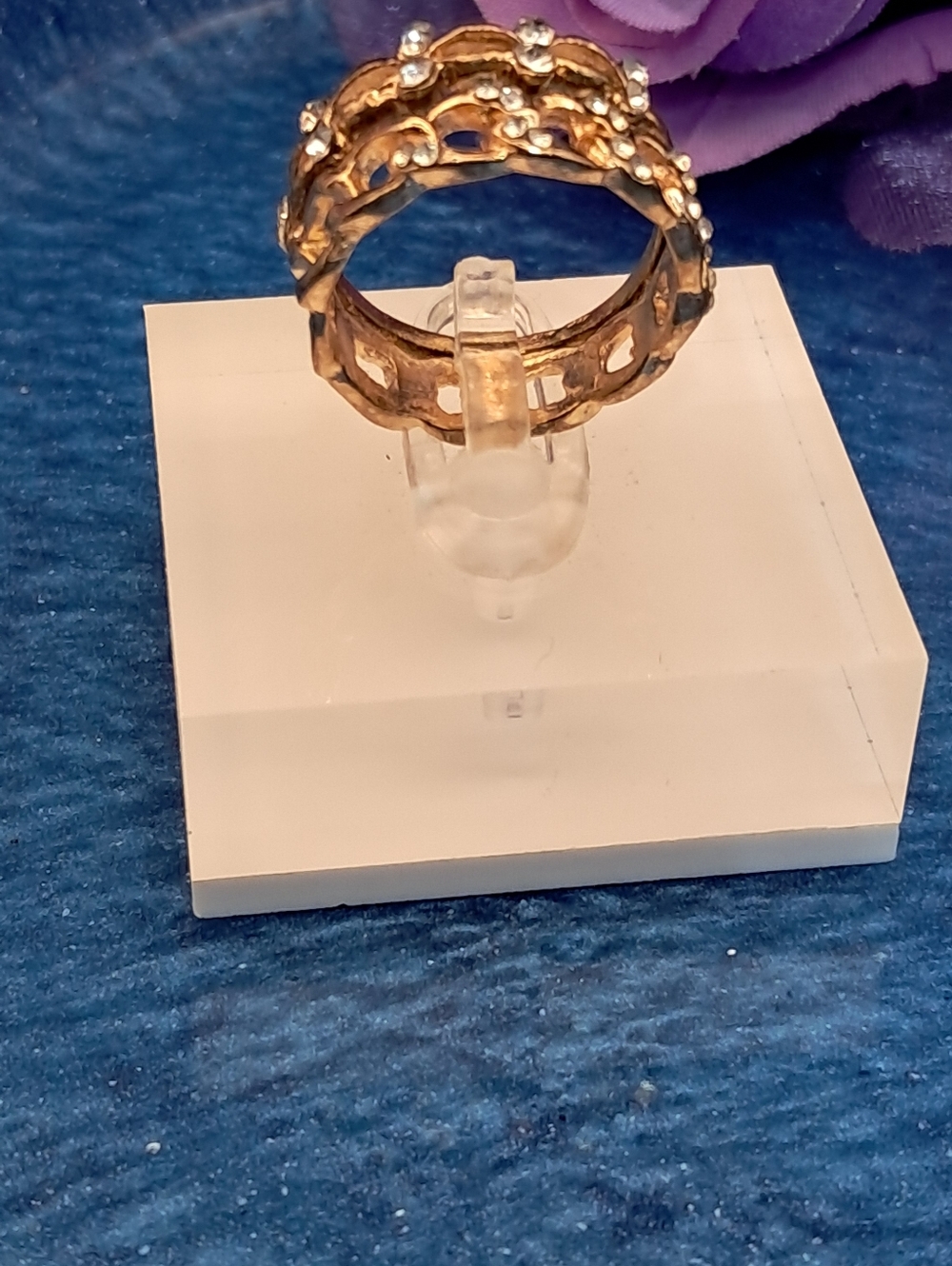 Vintage Rhinestone Link & Infinity Rings Set (Goldtone) - Picture 5 of 6